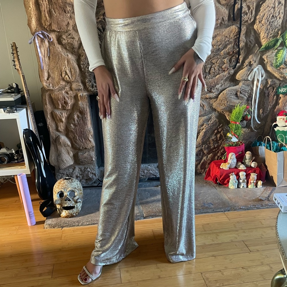 Metallic pants, perfect for NY!